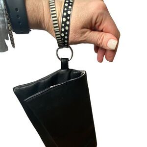 NY & Company black & white bangle purse clutch wristlet with stripes polka dots